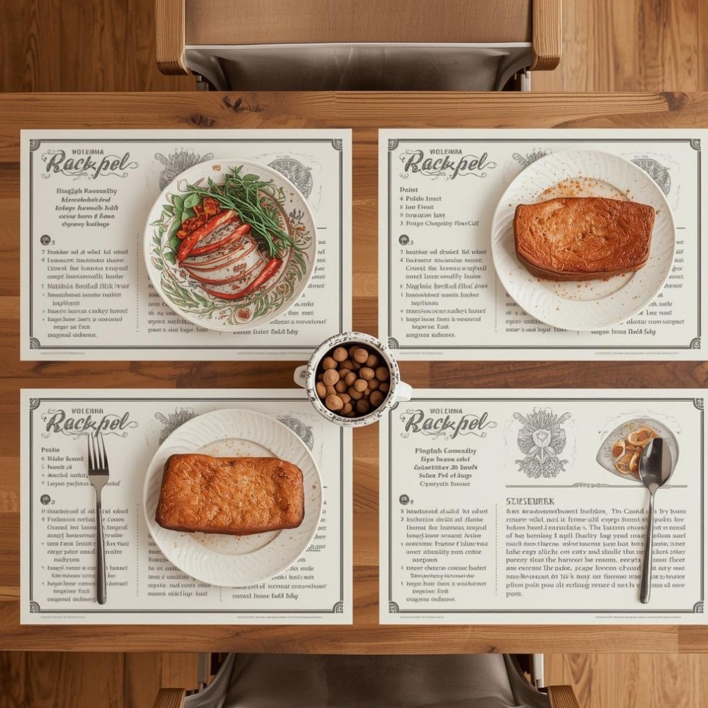 Placemats & chargers (recipe-printed or illustrated)